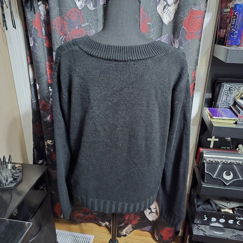 Ardene Dark Knit V-Neck Sweater - Picture 3 of 5